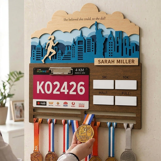 City Skyline Running Medal Hanger – Custom Runner Medal Holder & Race Bib Display