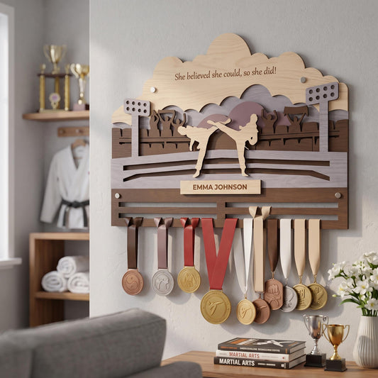 Taekwondo Medal Holder Personalized – Custom TKD Medal Hanger with Name