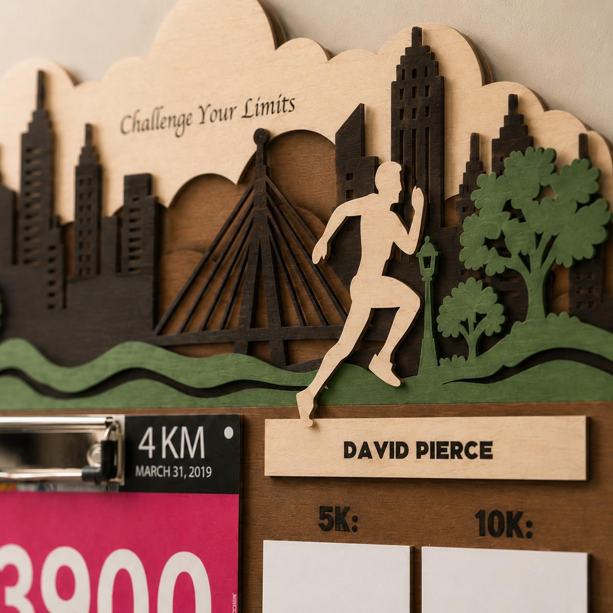 Running Medal Hanger for Him – Race Bib Display & PR Tracker
