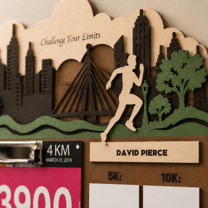 Running Medal Hanger for Him – Race Bib Display & PR Tracker