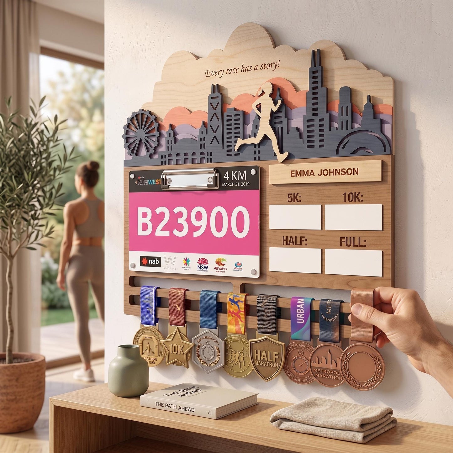 Philly Runner Medal Hanger – City Skyline Race Bib Display & PR Tracker