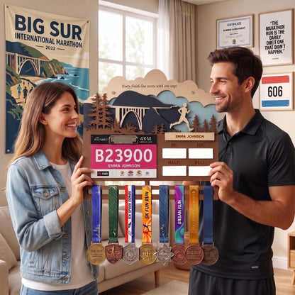 Coastal Bridge Running Medal Hanger – Bay Bridge Race Bib Display & PR Tracker