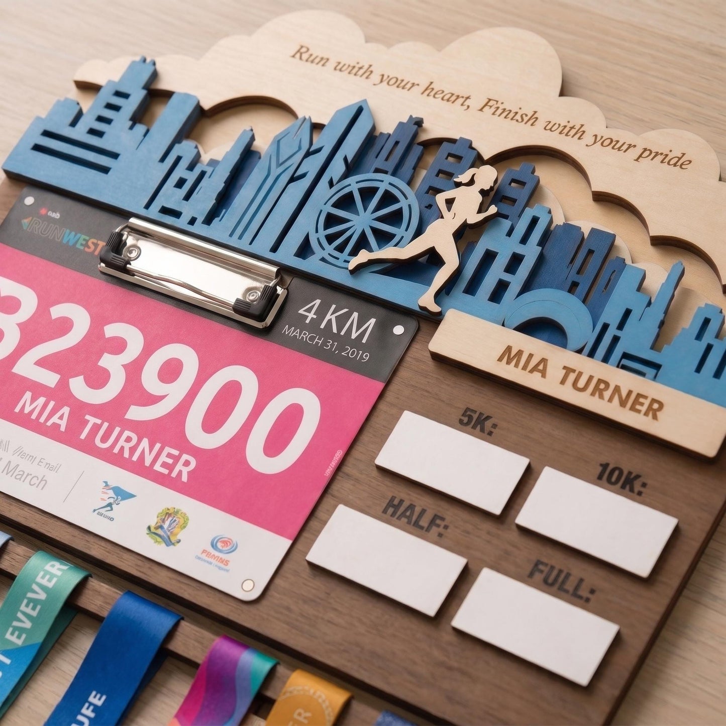Chicago Runner Medal Hanger – Skyline Race Bib Display & PR Tracker