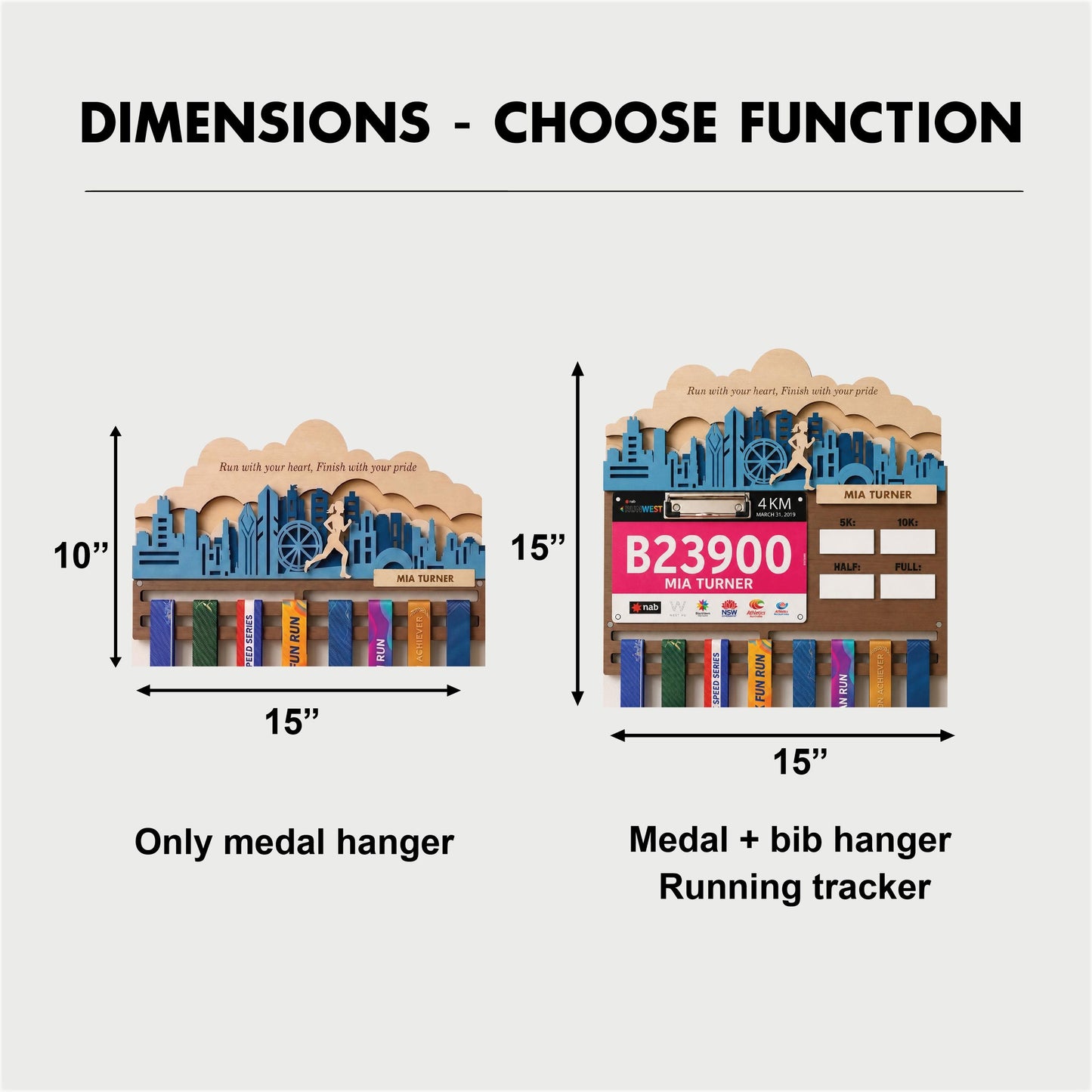 Chicago Runner Medal Hanger – Skyline Race Bib Display & PR Tracker