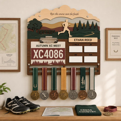 Cross Country Medal Holder with Race Bib Display – XC Track and Field Medal Hanger