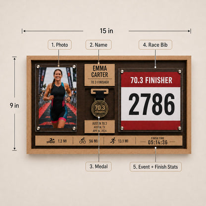 Marathon medal display case – dimensions and layout