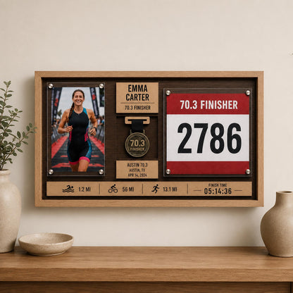 Marathon medal display case – front view