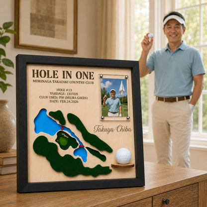 Hole in One Gift for Dad – Personalized 3D Golf Course Map Ball Display