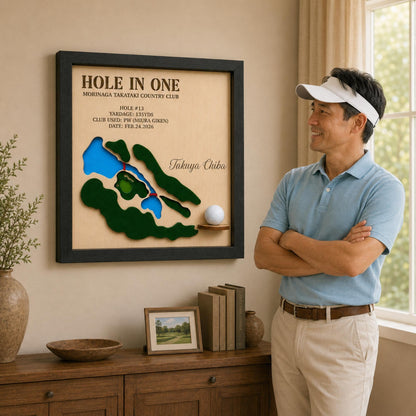 Hole in One Gift for Dad – Personalized 3D Golf Course Map Ball Display
