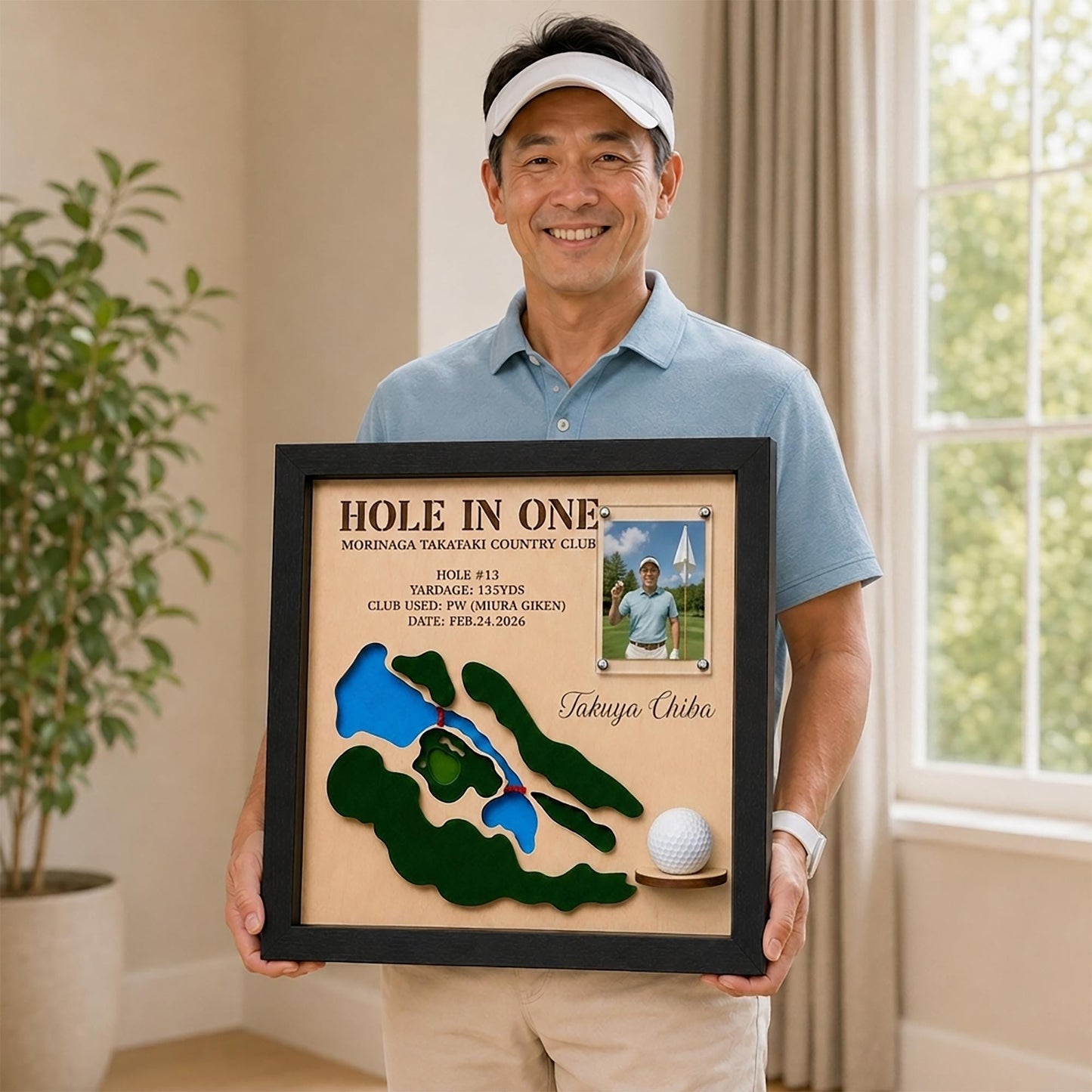 Hole in One Gift for Dad – Personalized 3D Golf Course Map Ball Display