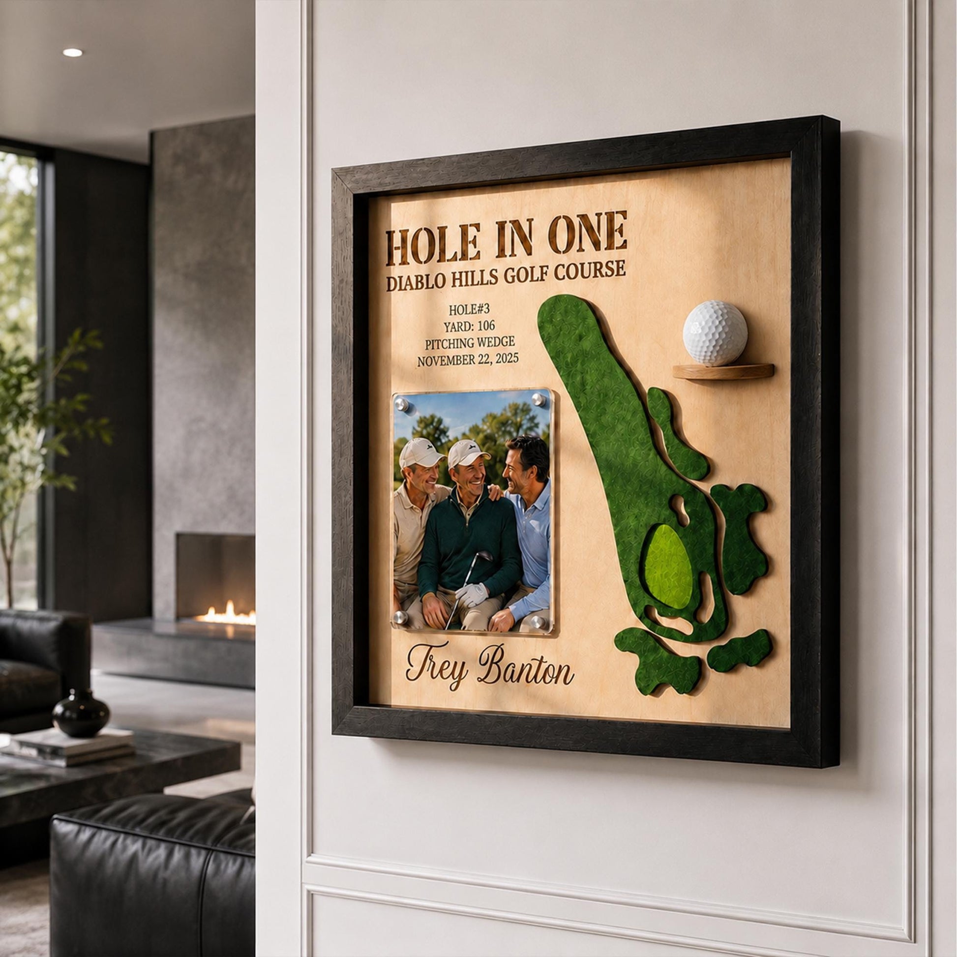 Hole in One Gift from Friends – Personalized 3D Golf Course Map Ball Display