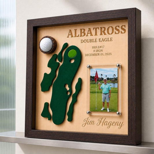 Albatross Golf Gift – Golf Eagle Plaque, 3D Course Map Golf Ball Display