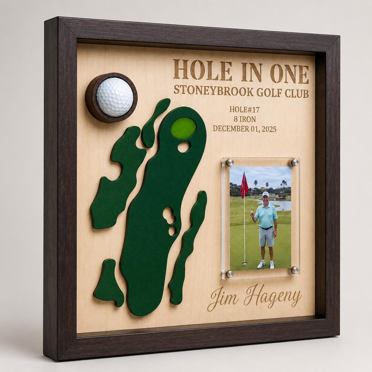 Hole in One Gift for Him – Personalized 3D Golf Course Map Ball Display