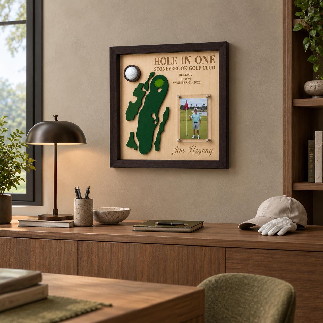 Hole in One Gift for Him – Personalized 3D Golf Course Map Ball Display