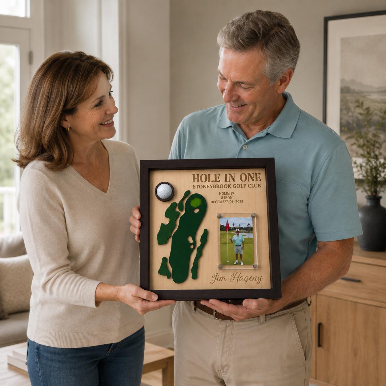 Hole in One Gift for Him – Personalized 3D Golf Course Map Ball Display