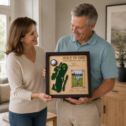 Hole in One Gift for Him – Personalized 3D Golf Course Map Ball Display