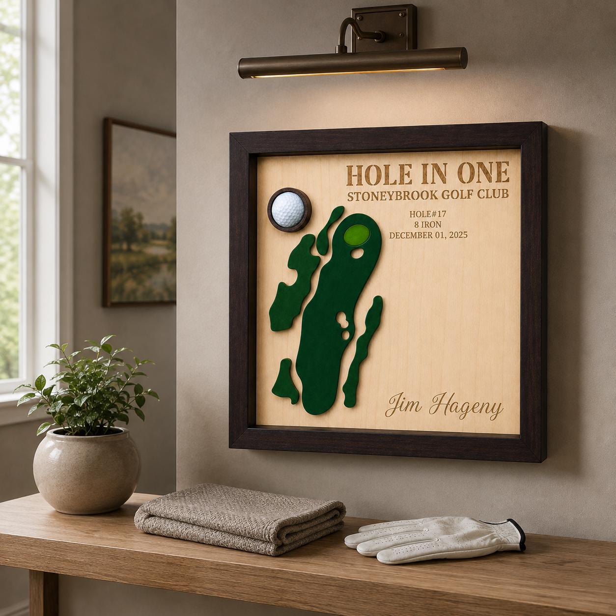 Hole in One Gift for Him – Personalized 3D Golf Course Map Ball Display