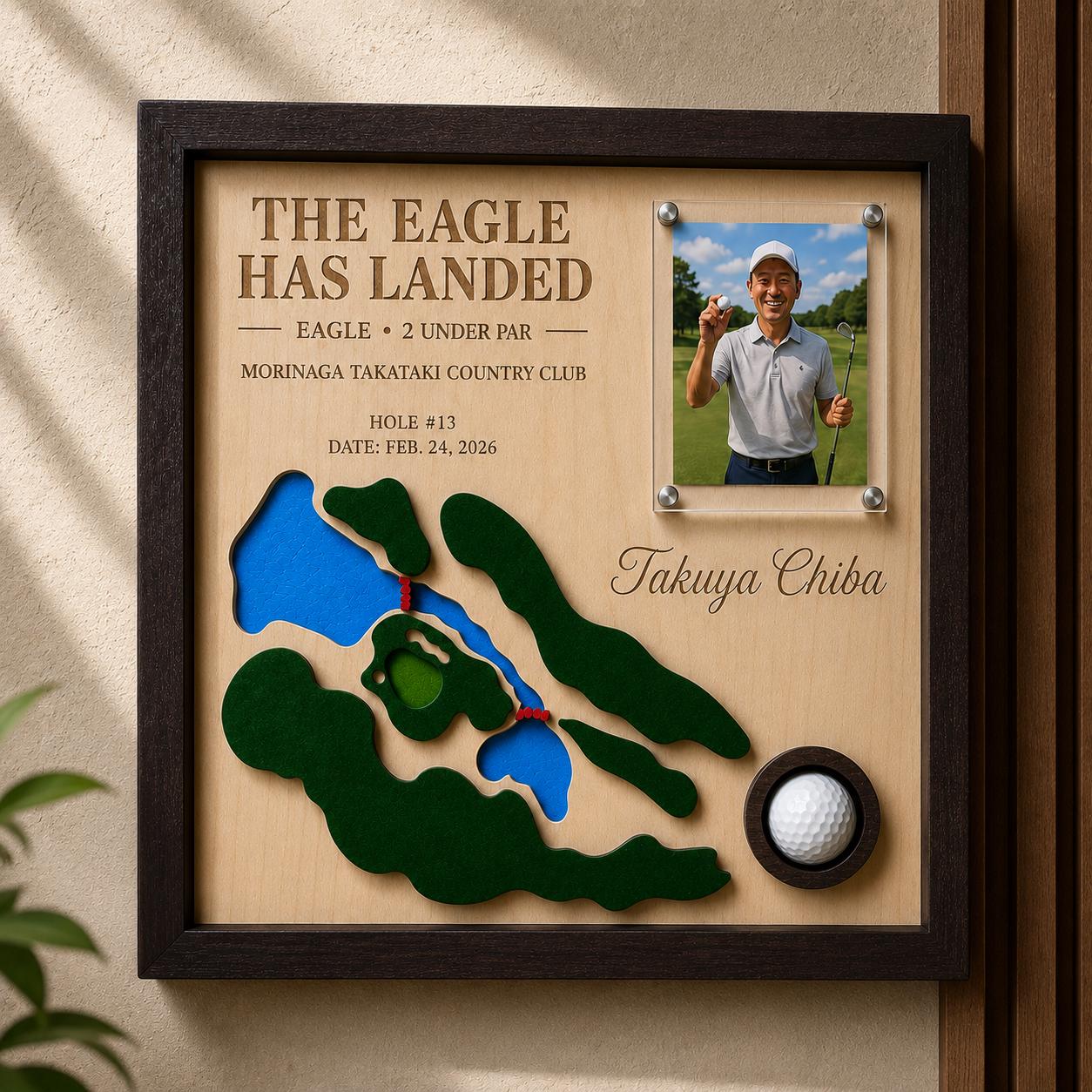 Golf Eagle Plaque – Eagle Golf Gift, Personalized 3D Golf Course Map Ball Display