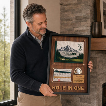 Hole in One Shadow Box – Golf Pin Flag Display Frame, Scorecard Ball Holder Case