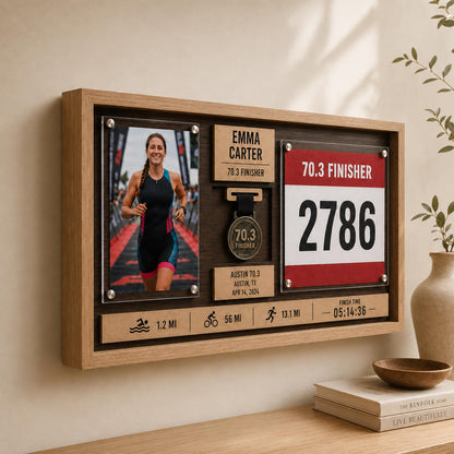 Marathon medal display case – side view of the frame depth