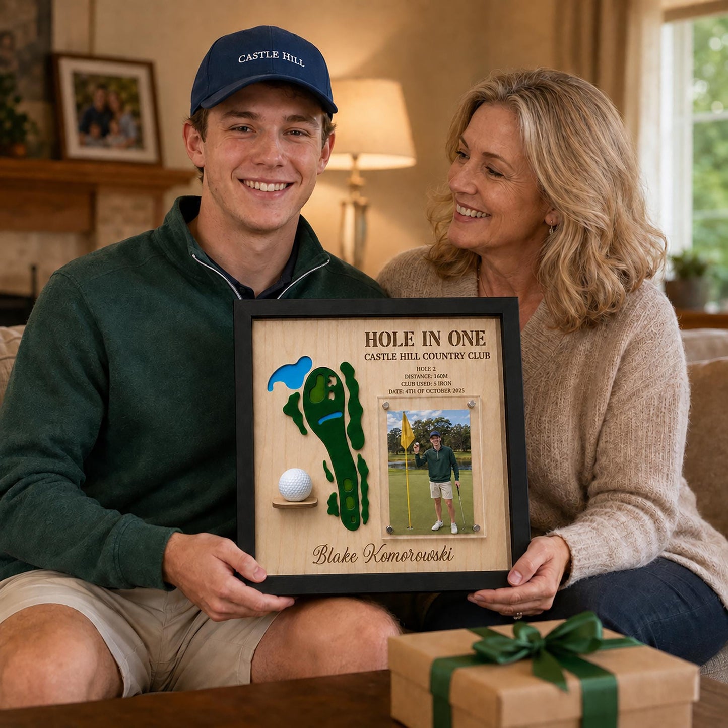 Hole in One Golf Ball Display – Personalized 3D Golf Course Map Shadow Box