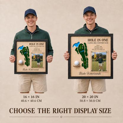 Hole in One Golf Ball Display – Personalized 3D Golf Course Map Shadow Box