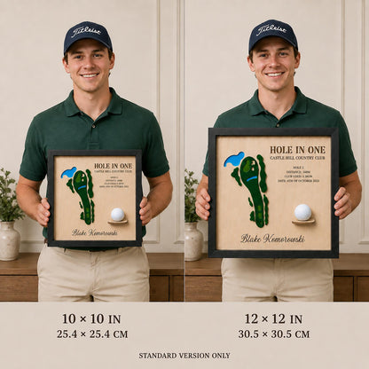 Hole in One Golf Ball Display – Personalized 3D Golf Course Map Shadow Box