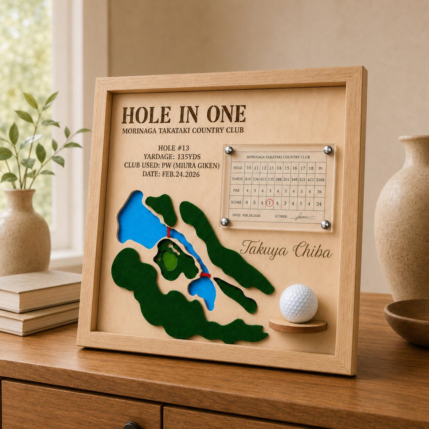 Hole in One Gift for Dad – Personalized 3D Golf Course Map Ball Display