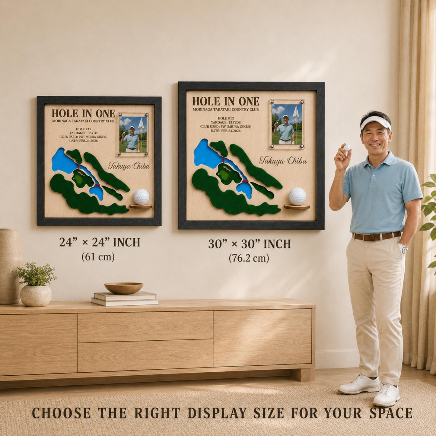 Hole in One Gift for Dad – Personalized 3D Golf Course Map Ball Display