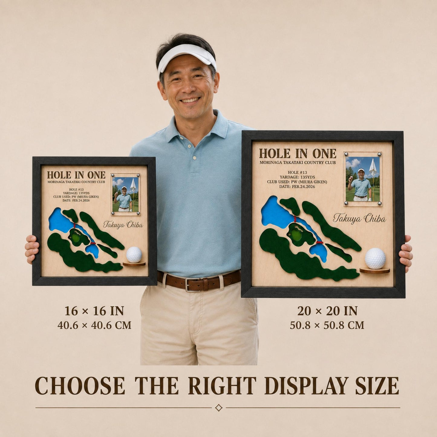 Hole in One Gift for Dad – Personalized 3D Golf Course Map Ball Display