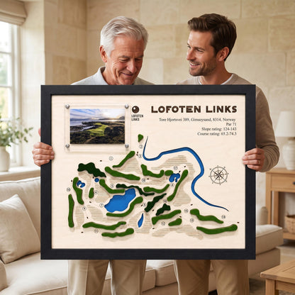 Custom golf course map with photo – gift for dad