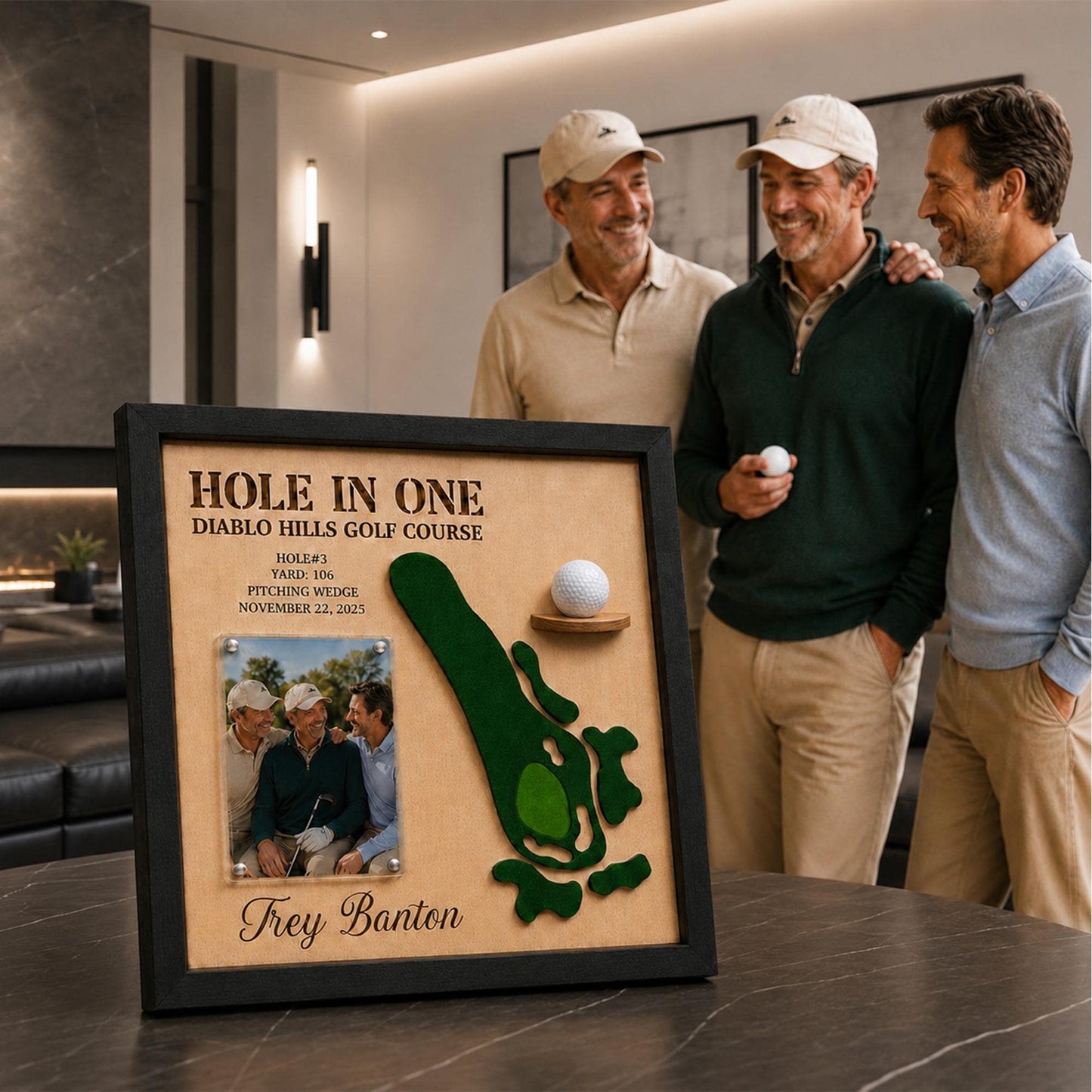 Hole in One Gift from Friends – Personalized 3D Golf Course Map Ball Display