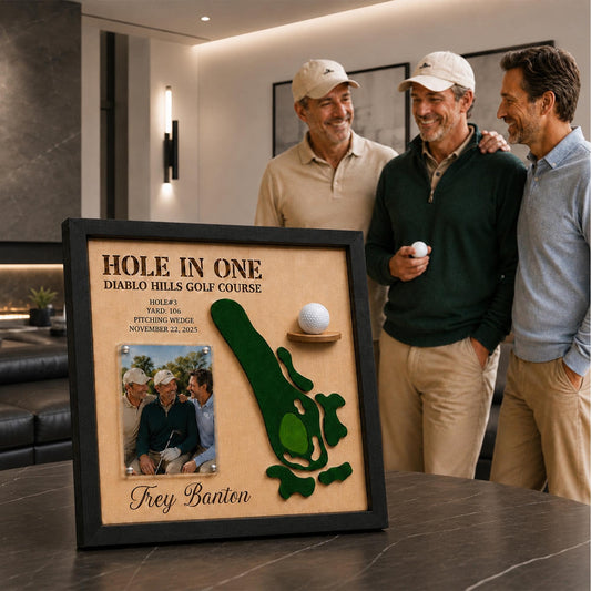 Hole in One Gift from Friends – Personalized 3D Golf Course Map Ball Display