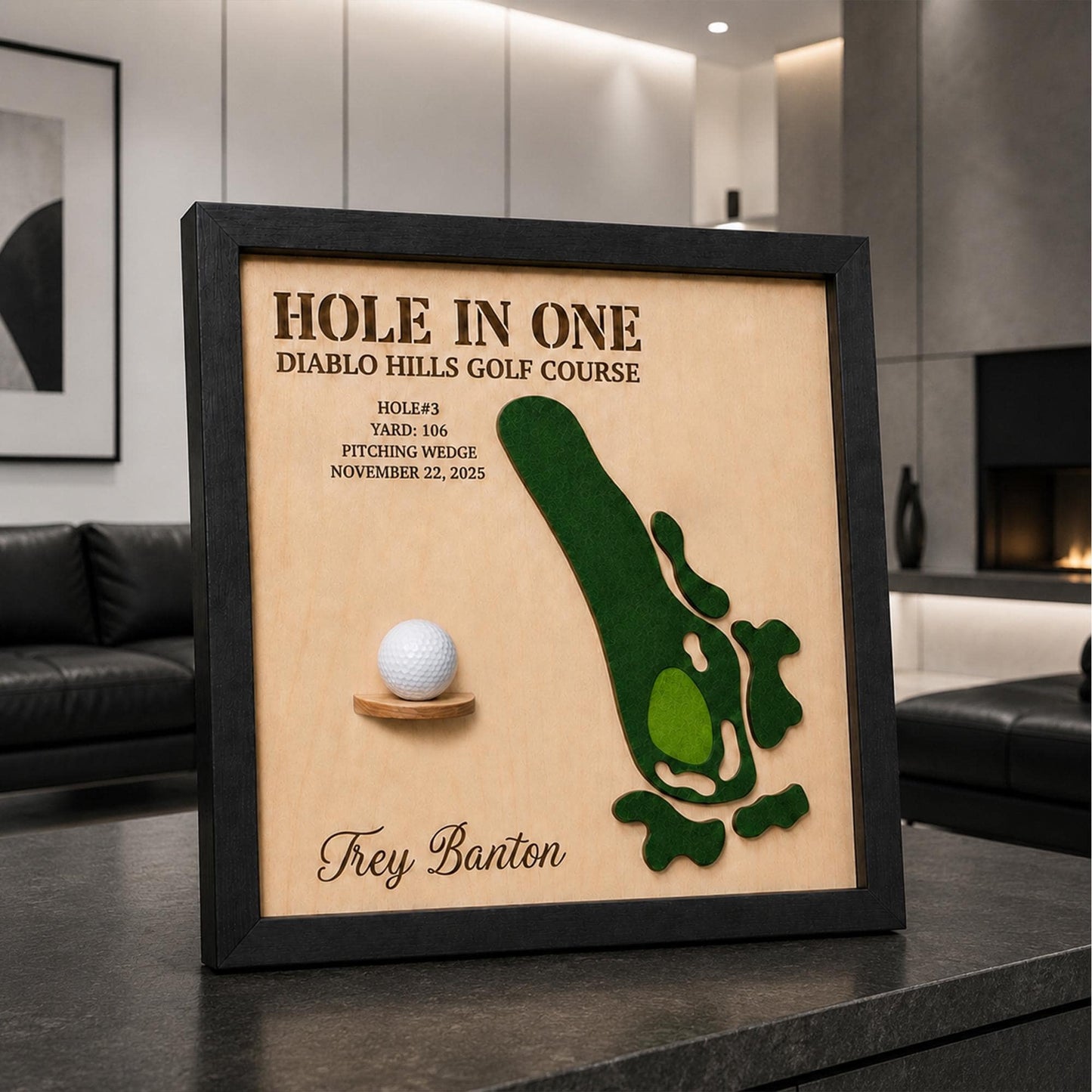 Hole in One Gift from Friends – Personalized 3D Golf Course Map Ball Display