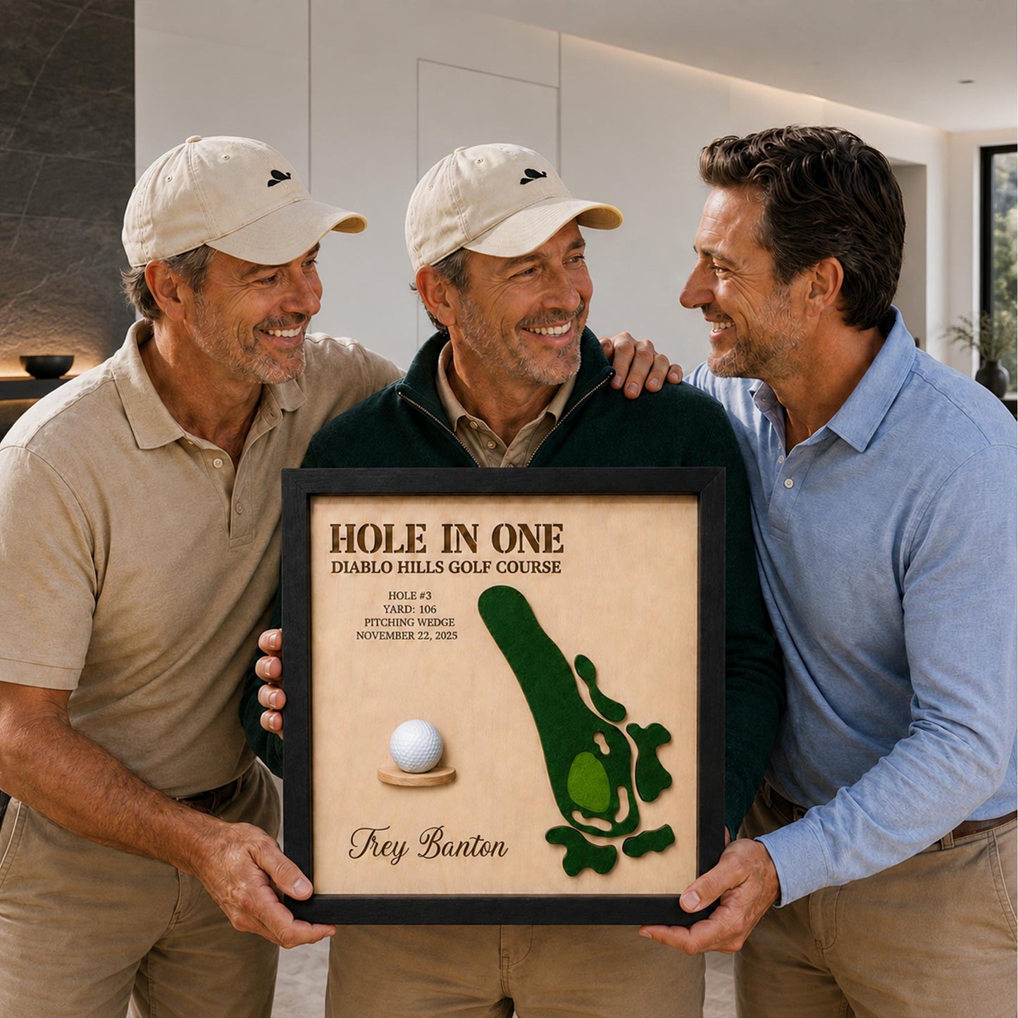 Hole in One Gift from Friends – Personalized 3D Golf Course Map Ball Display