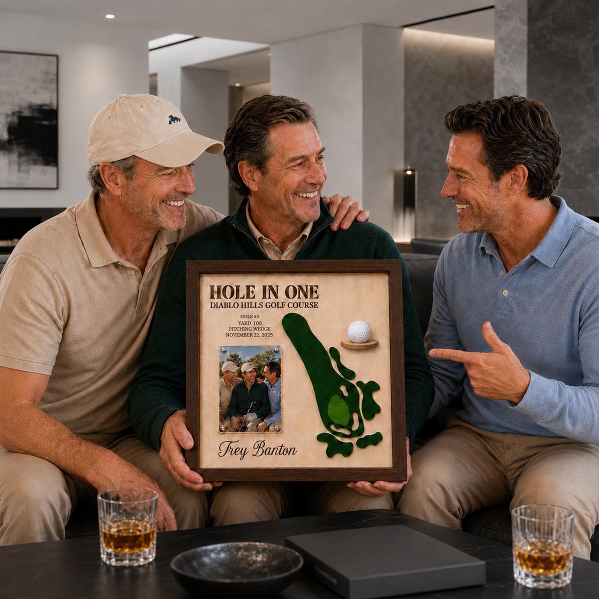 Hole in One Gift from Friends – Personalized 3D Golf Course Map Ball Display