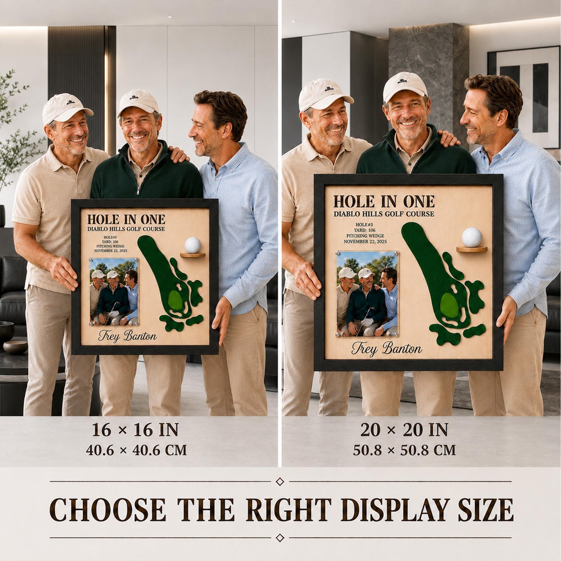 Hole in One Gift from Friends – Personalized 3D Golf Course Map Ball Display