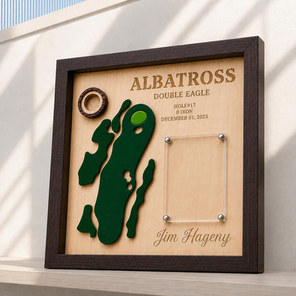 Albatross Golf Gift – Golf Eagle Plaque, 3D Course Map Golf Ball Display