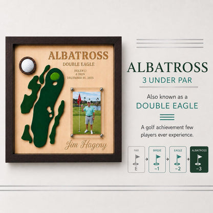 Albatross Golf Gift – Golf Eagle Plaque, 3D Course Map Golf Ball Display