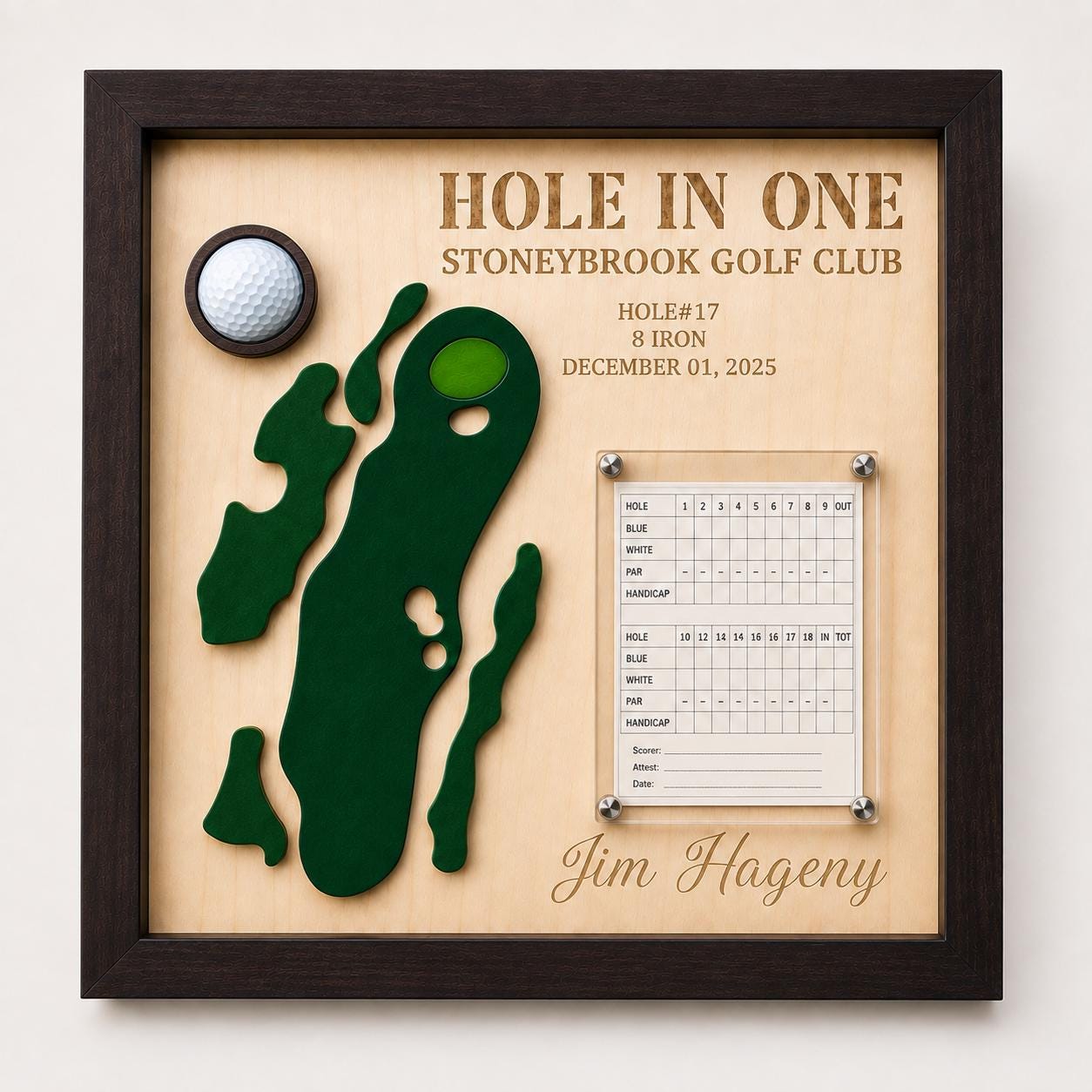 Hole in One Gift for Him – Personalized 3D Golf Course Map Ball Display