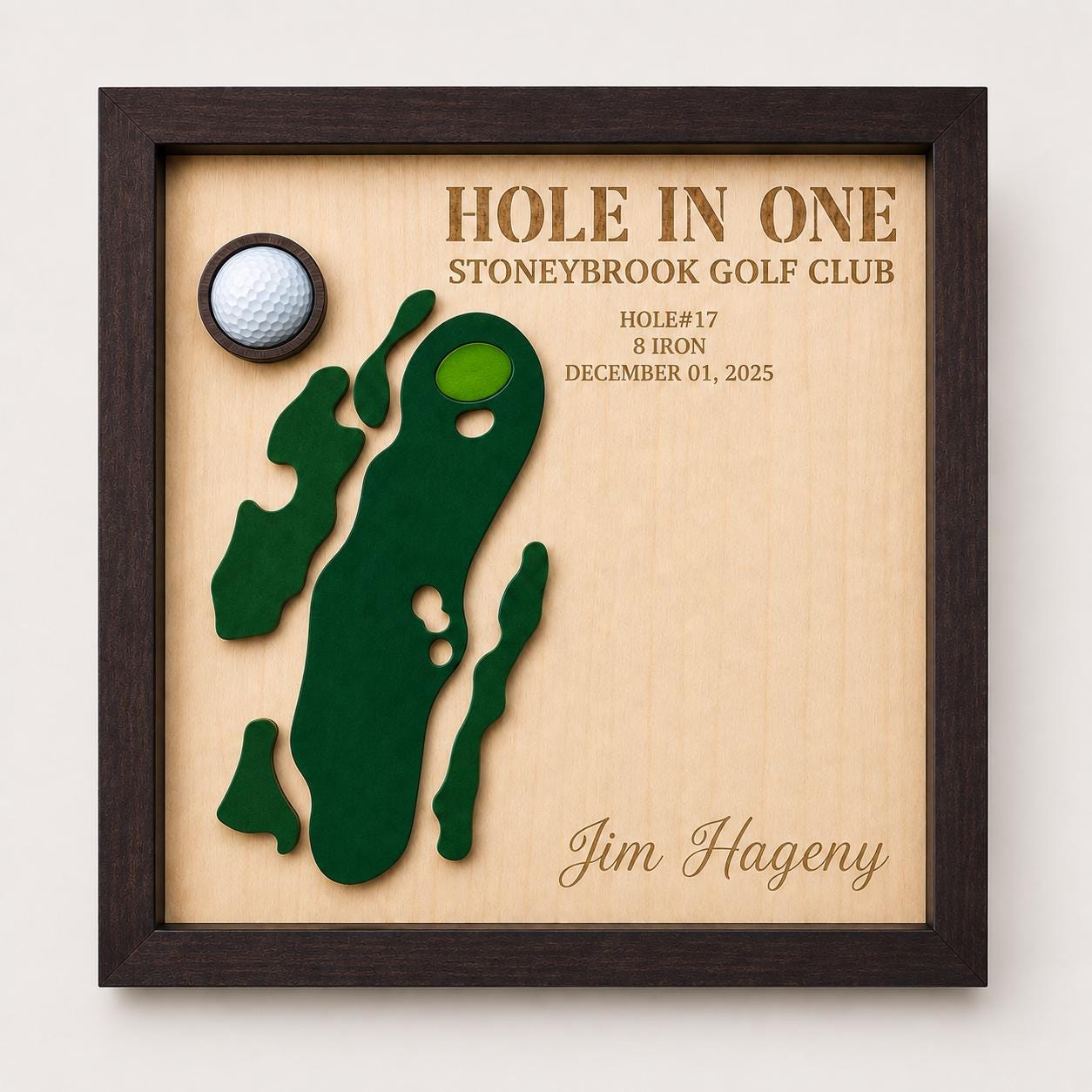 Hole in One Gift for Him – Personalized 3D Golf Course Map Ball Display