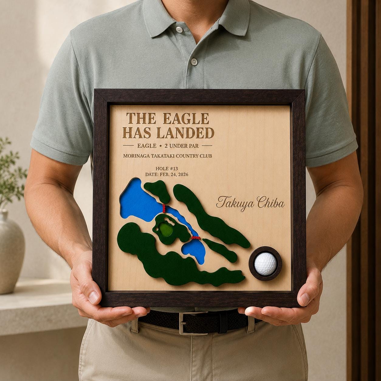 Golf Eagle Plaque – Eagle Golf Gift, Personalized 3D Golf Course Map Ball Display