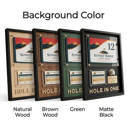 Hole in One Flag Display Case – Golf Pin Flag Shadow Box Frame, Scorecard Ball Holder