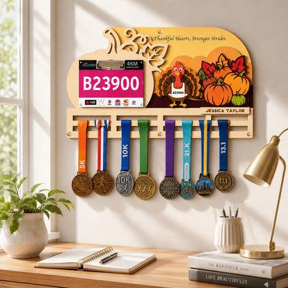 Turkey Trot medal holder – front view with name plate