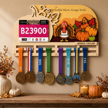 Turkey Trot medal holder – with autumn decor
