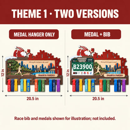 Christmas medal display for runners – medal only or medal and bib versions