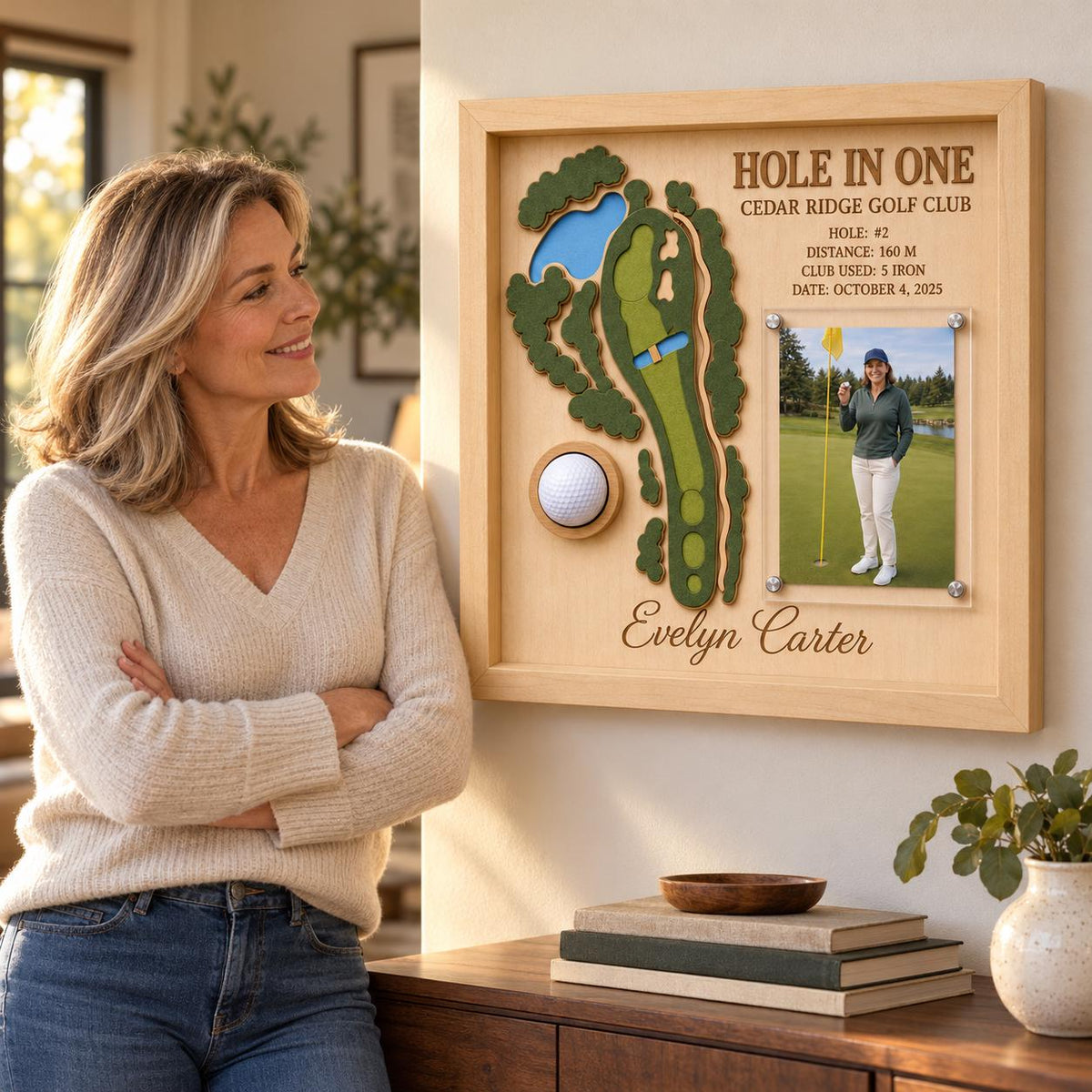 Hole in One Golf Ball Display – Personalized 3D Golf Course Map Shadow Box