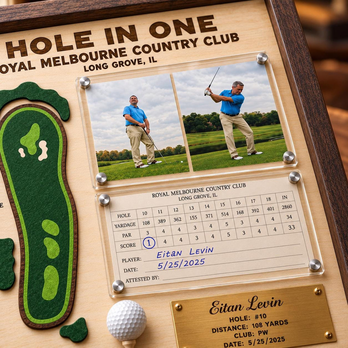 Golf scorecard frame with photo – photo and scorecard panels close-up