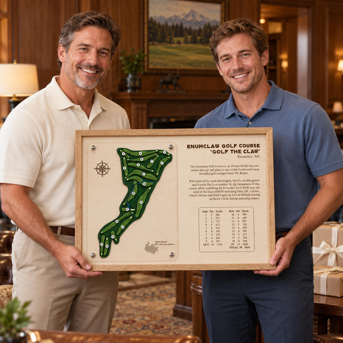 Corporate golf gift course map – presented to a club member
