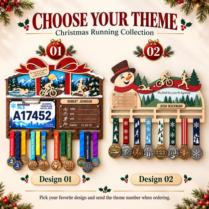 Christmas triathlon medal hanger – choose your theme, design 01 or 02